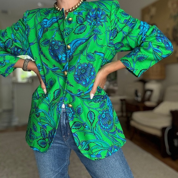 Vintage Breckenridge Green and Teal Patterned Jacket - Picture 1 of 3